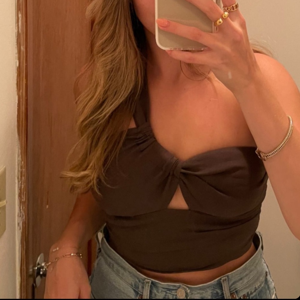 Brown one shoulder top